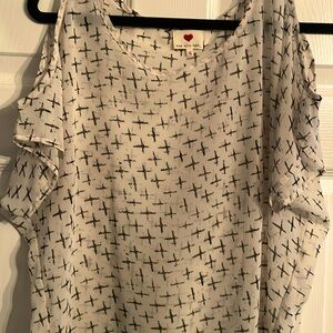 Sheer Cold Shoulder White Cut Out Shirt